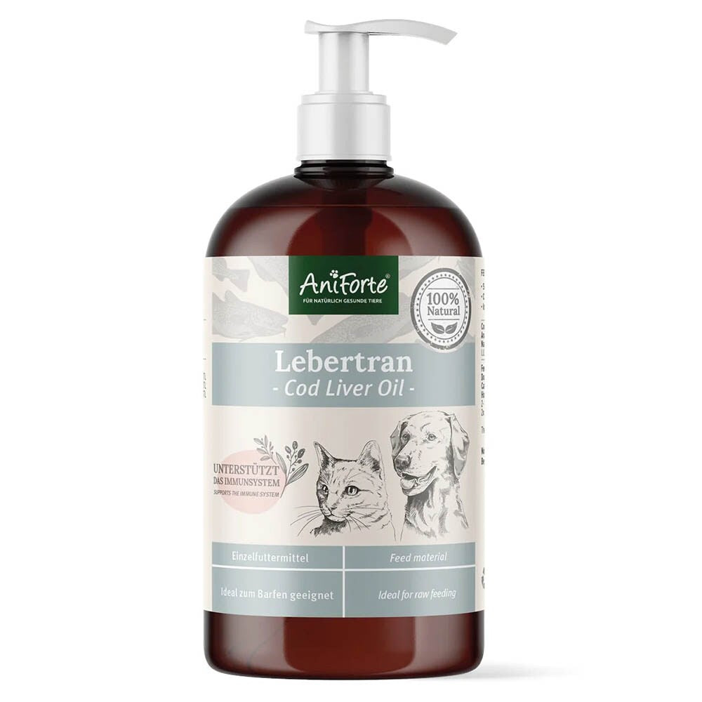 AniForte Lebertran mit Vitaminen D & A für Immunsystem & Stoffwechsel, unterstützt den Knochenbau, 500 ml