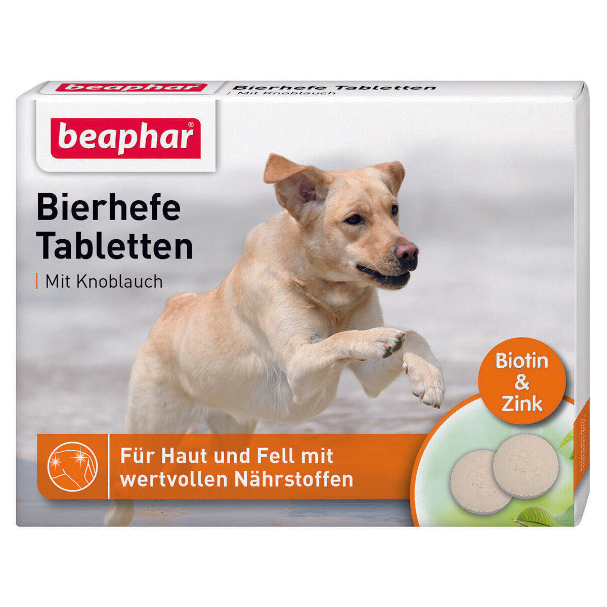 Beaphar Bierhefetabletten mit Knoblauch für Haut und Fell, Biotin und Zink für Hunde, 100 Tabletten