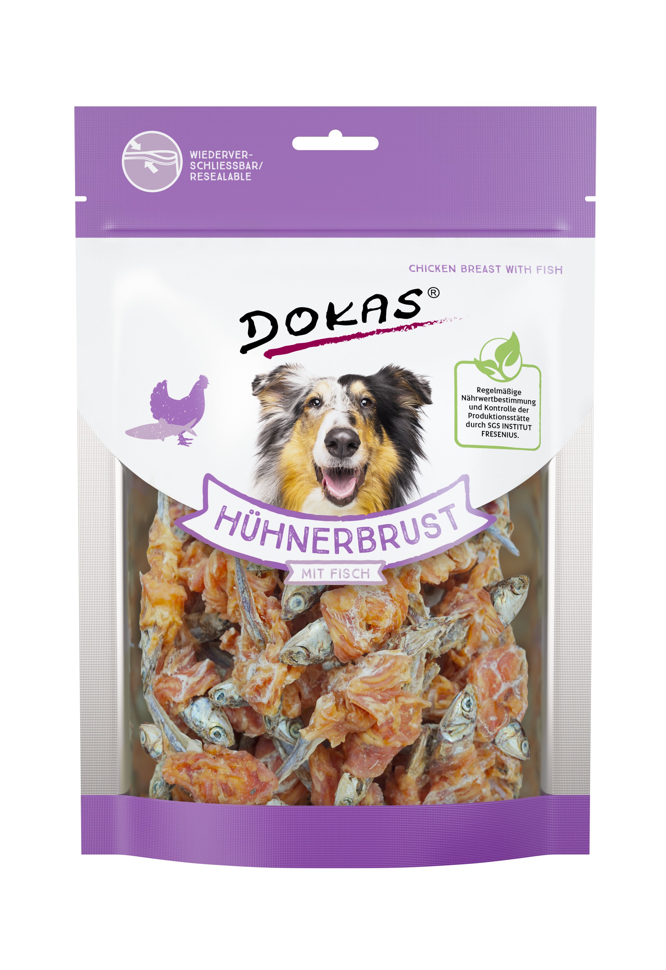 Dokas Hühnerbrust mit Fisch Hundesnack Leckerli Snack 220gr