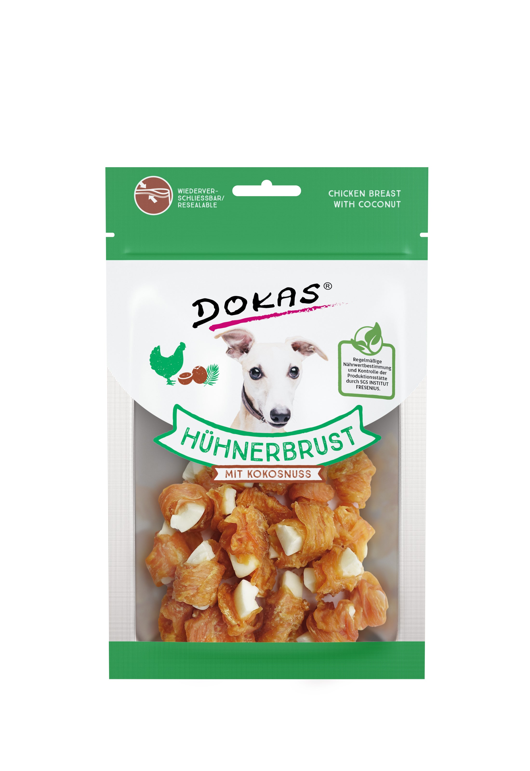 Dokas Hühnerbrust mit Kokosnuss Hundesnack Leckerli Snack 60gr