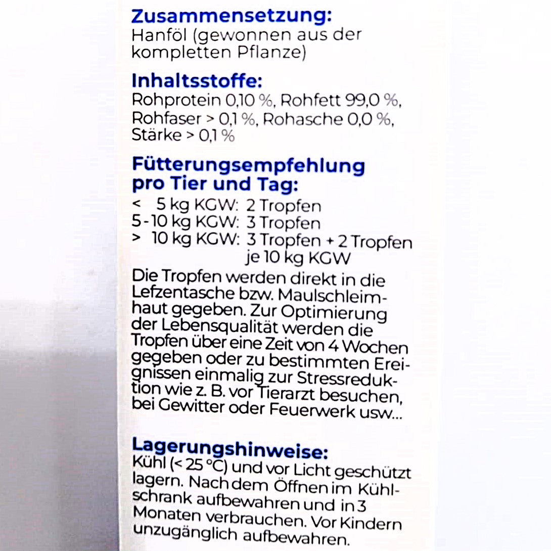 Canina Hanf Tropfen mit natürlichem CBD Gehalt für Hunde zur Stressreduktion, 10ml