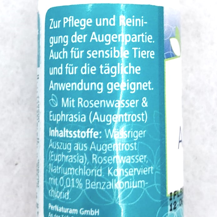 PerNaturam Euphrasia Augenpflege, Reinigung mit natürlichem Rosenwasser und Euphrasia, für alle Tierarten, 20ml