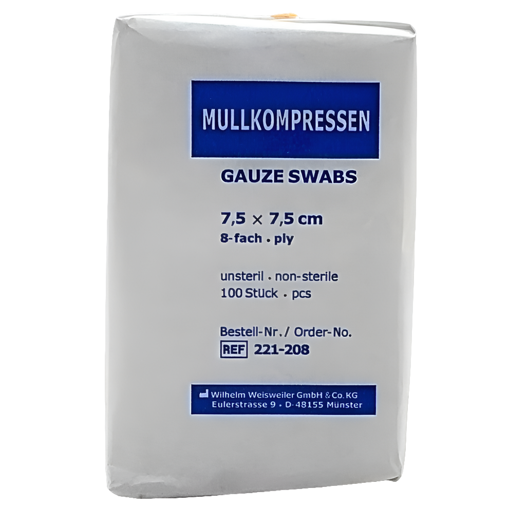 Mullkompressen zur Wundversorgung, Augenpflege, Augenreinigung, Ohrenreinigung unsteril, 100 Stück