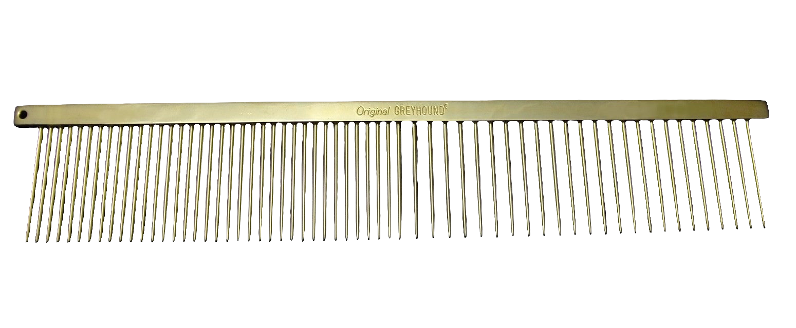 Greyhound Comb Kamm 738G original fein/grob ca. 19cm Pinlänge 3cm 18k vergoldet