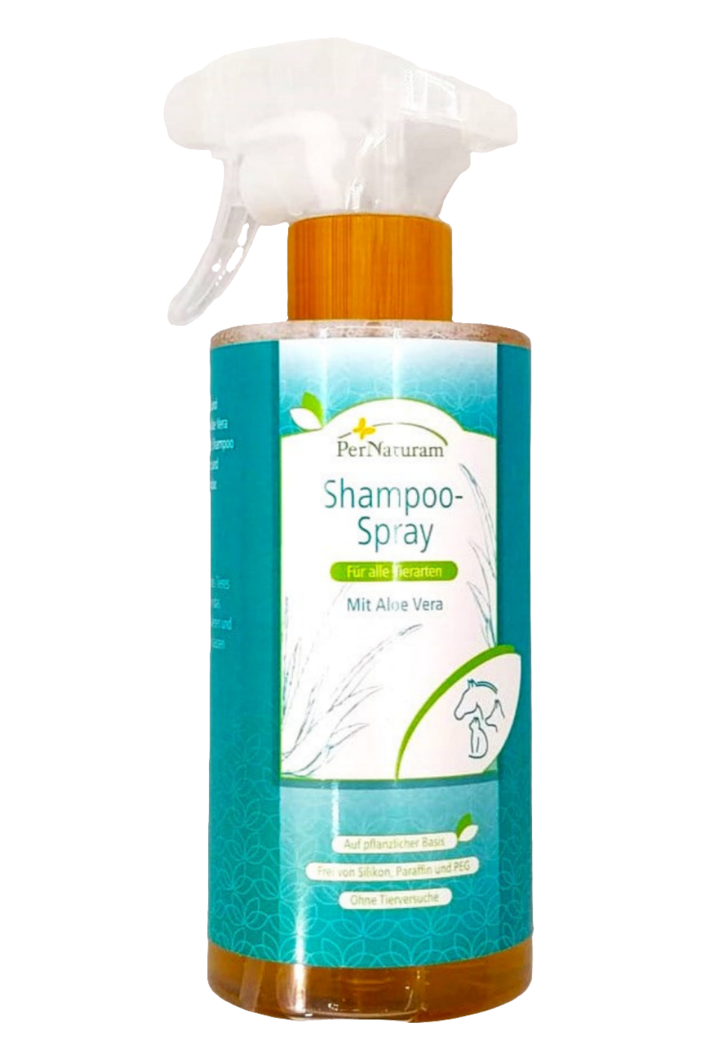 PerNaturam Shampoo-Spray mit Aloe Vera, Malvenextrakt und Arganöl. ohne Silikon, Parafin, PEG, für alle Tierarten, 500 ml