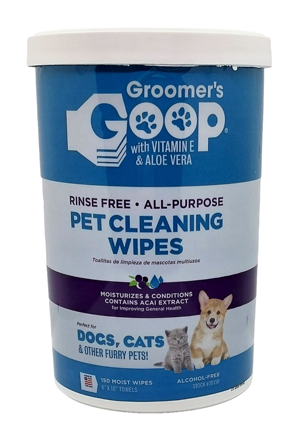 Groomer's Goop Pet Cleaning Wipes, Groomer's Goop Haustier - Reinigungstücher, 150 Stk