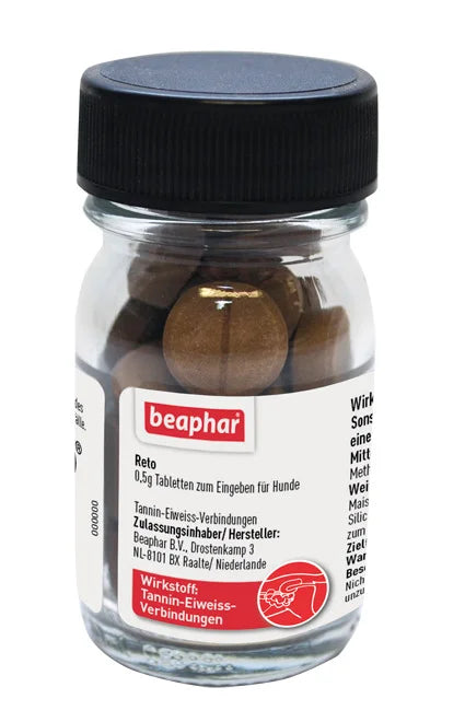 Beaphar Reto - Durchfalltabletten, Hilft bei unspezifischen Durchfällen bei Hunden, 30 Tabletten