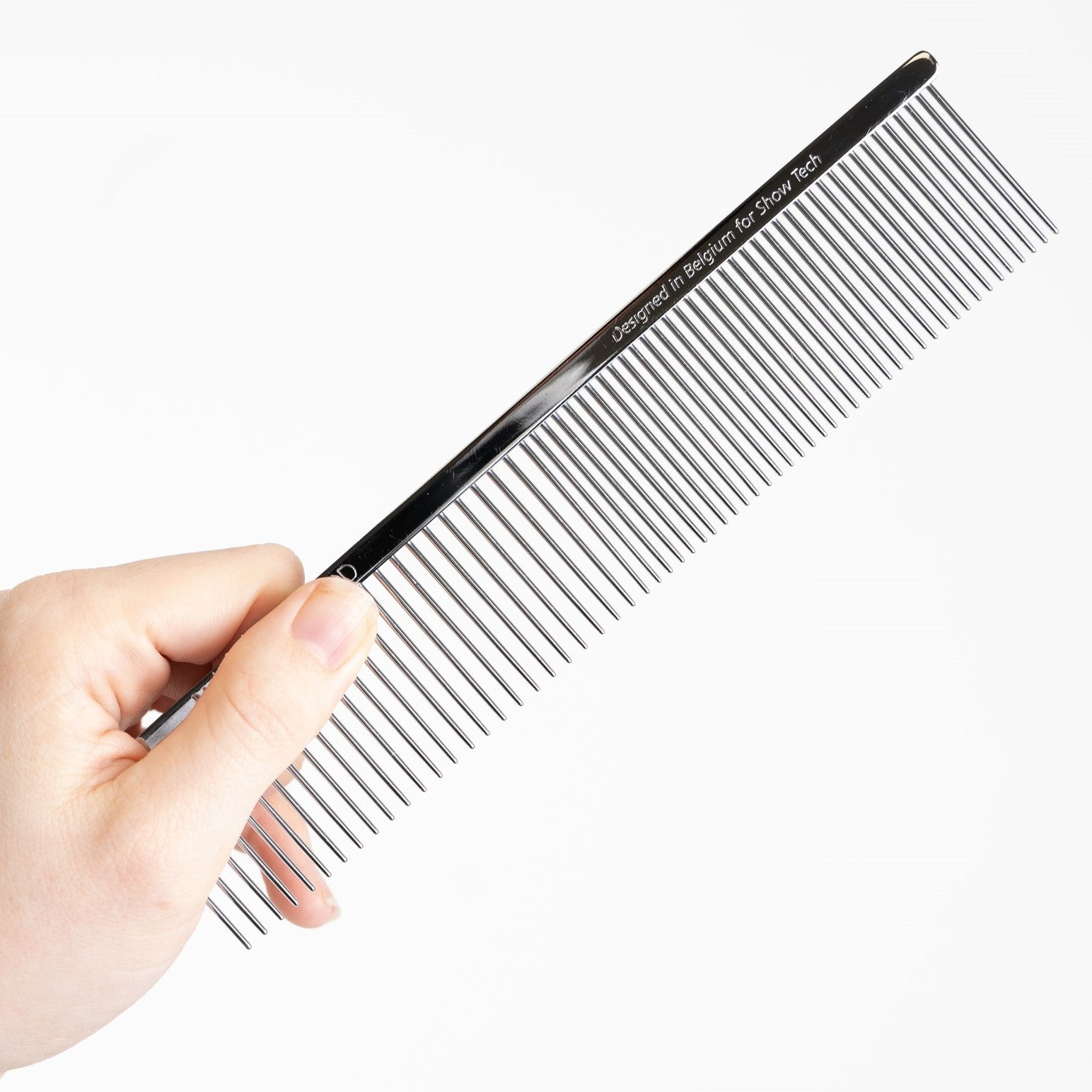 Show Tech Greyhond Brass Comb, Combinationskamm fein - grob, Messing verchromt hochglanz poliert, 19 cm