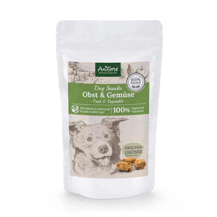 AniForte Dog Snacks Obst & Gemüse, vegetarische Leckerli für Training & Belohnung, 100 % Obst & Gemüse, 150g