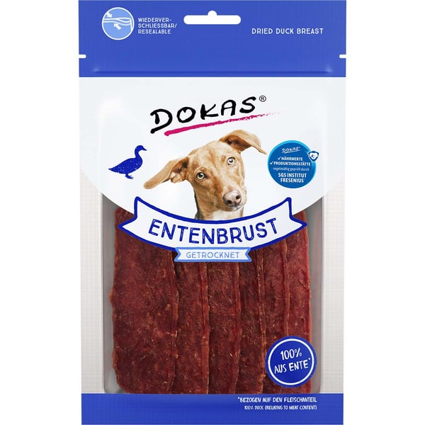 Dokas Entenbrust getrocknet,  Hundesnack Leckerli Snack, 70gr