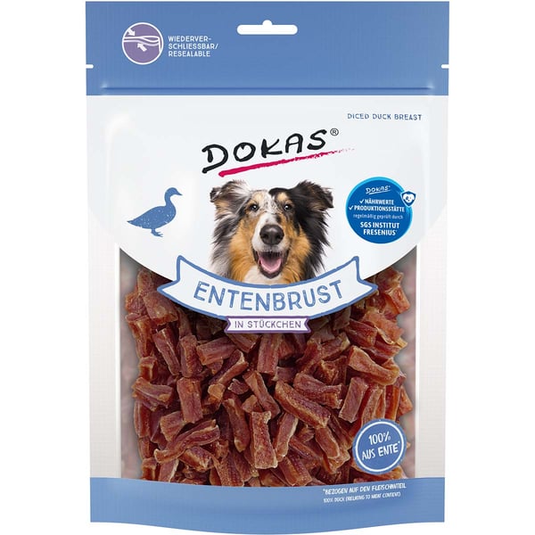 Dokas Entenbrust in Stückchen,  Hundesnack Leckerli Snack 200gr