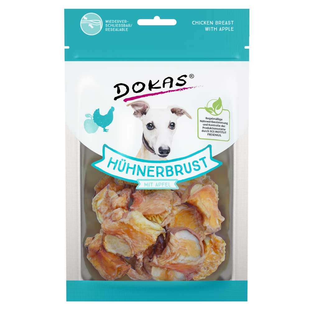 Dokas Hühnerbrust mit Apfel, Hundesnack Leckerli Snack, 70g