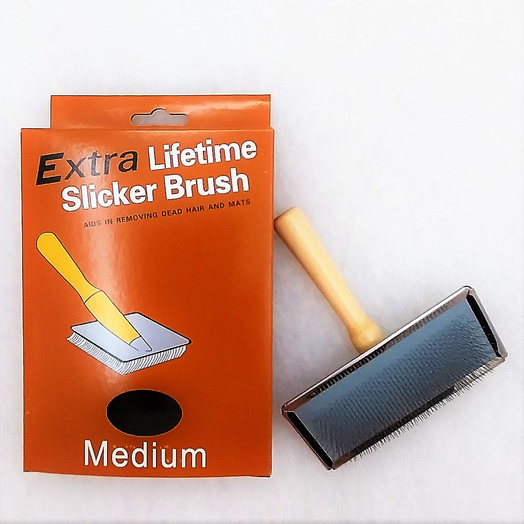 Extra Lifetime Slicker Brush, Zupfbürste für Hunde, Katzen und andere Tiere mit Halblanghaar, Langhaar