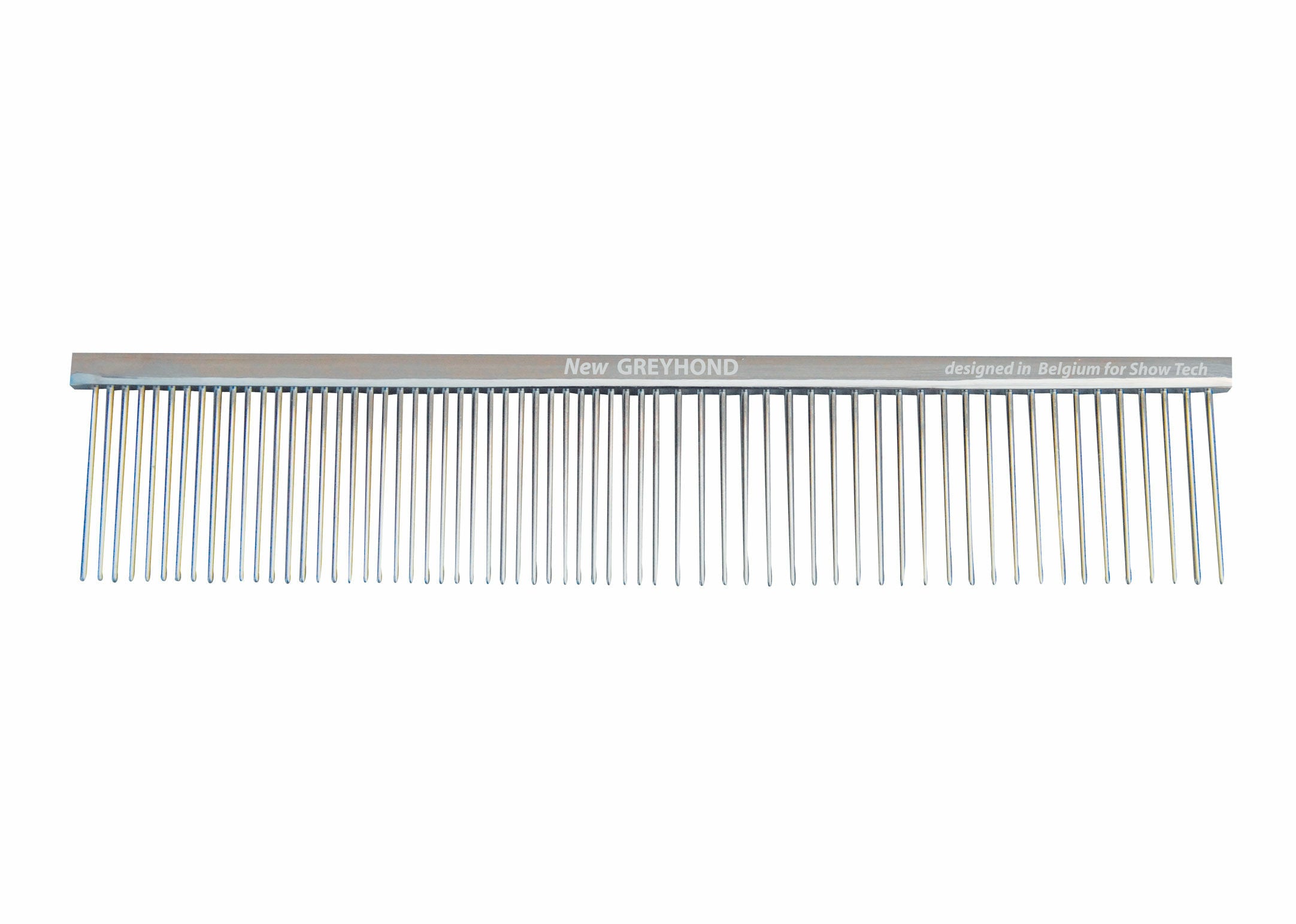 Show Tech Greyhond Brass Comb, Combinationskamm fein - grob, Messing verchromt hochglanz poliert, 19 cm