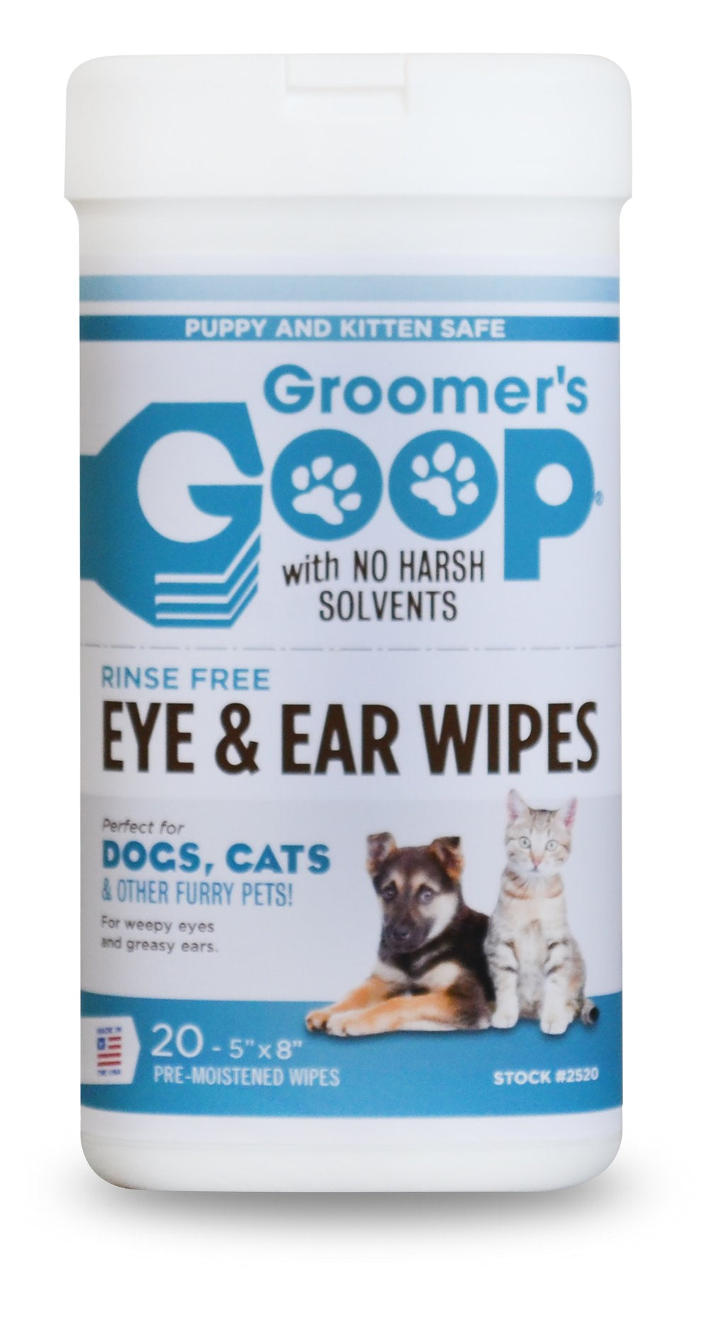 Groomers-Goop Eye and Ear Wipes, Augen und Ohren Reinigungstücher, 20 Stück