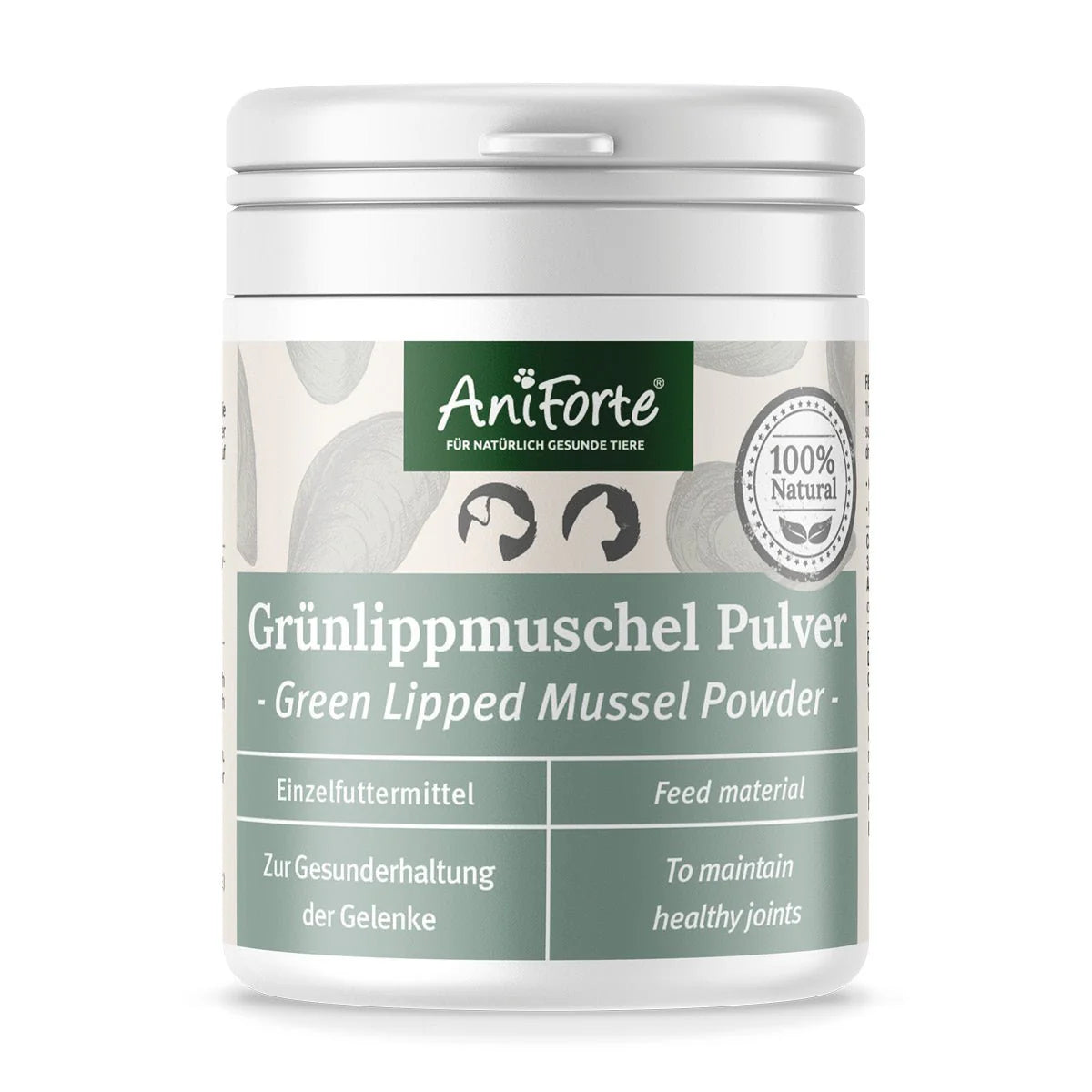 AniForte® Grünlippmuschelpulver, Gesunde Gelenk- und Knorpelfunktion für Hund & Katze