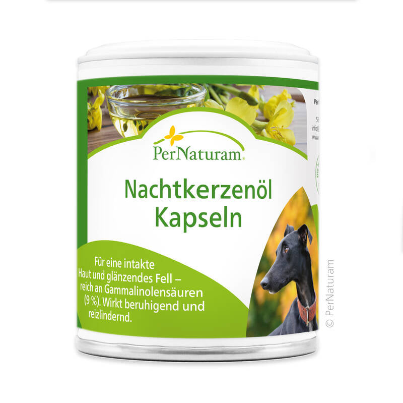 PerNaturam Nachtkerzenöl Kapseln, essenzielle Fettsäuren für schönes, gepflegtes Fell und gesunde Haut