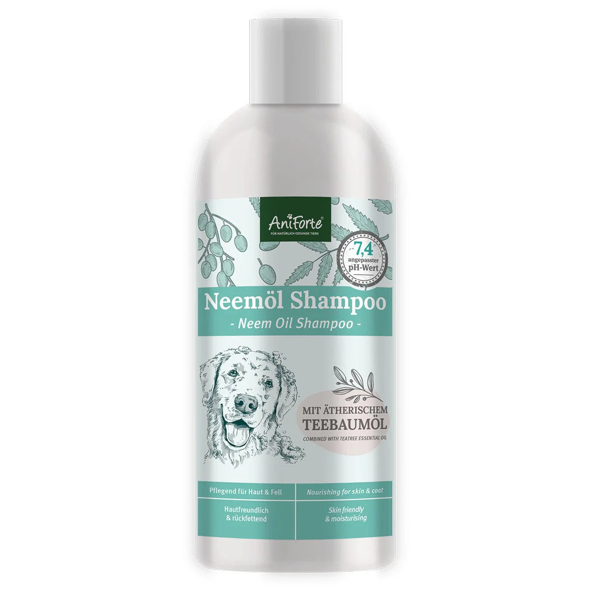 AniForte Neemöl Shampoo mit ätherischem Teebaumöl - bei Juckreiz, für Hunde aller Rassen & Felltypen, 500ml