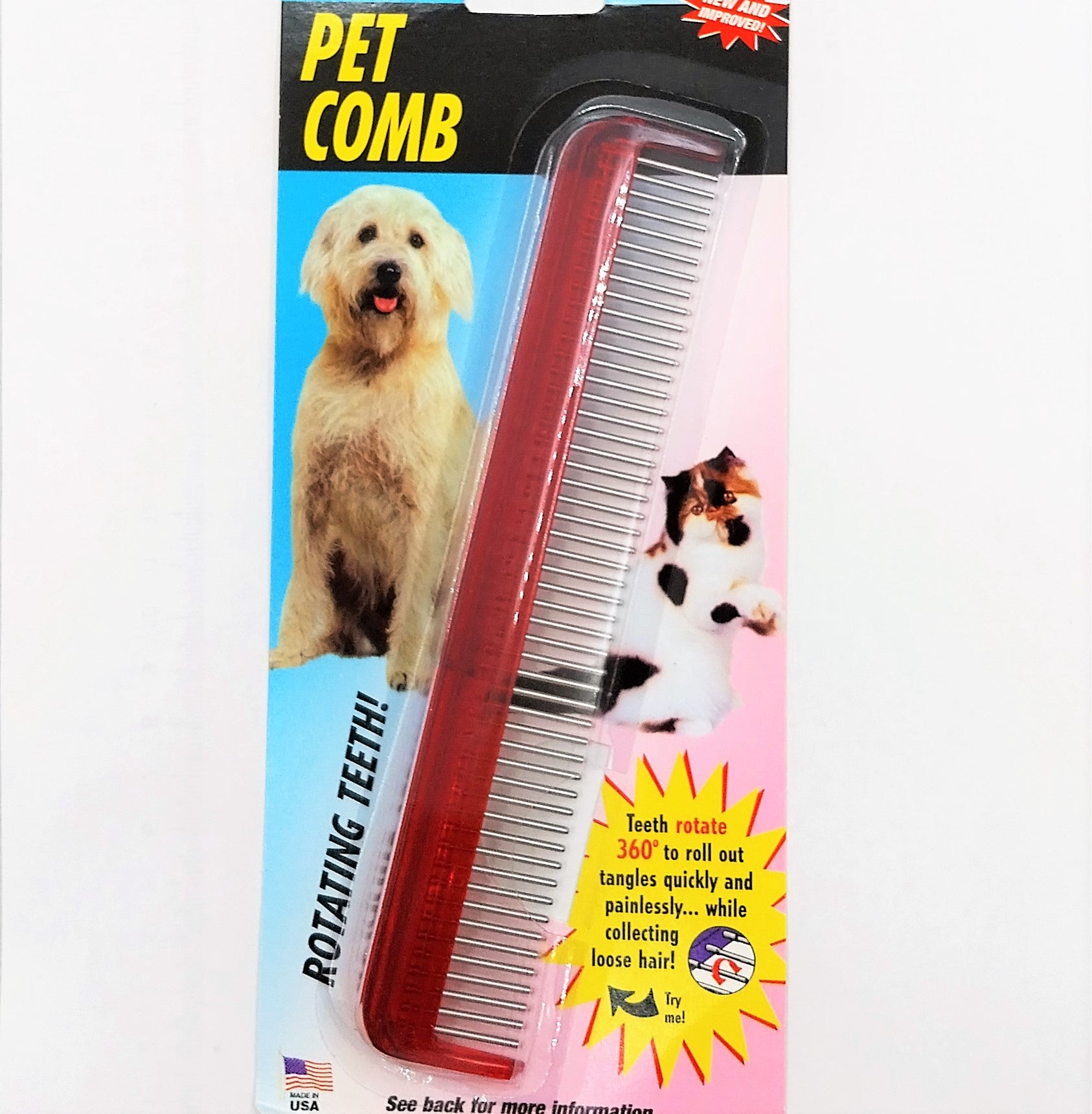 Untangler Pet Comb small oder large, Entwirrungskamm mit rotierenden Zähnen, 2 Größen