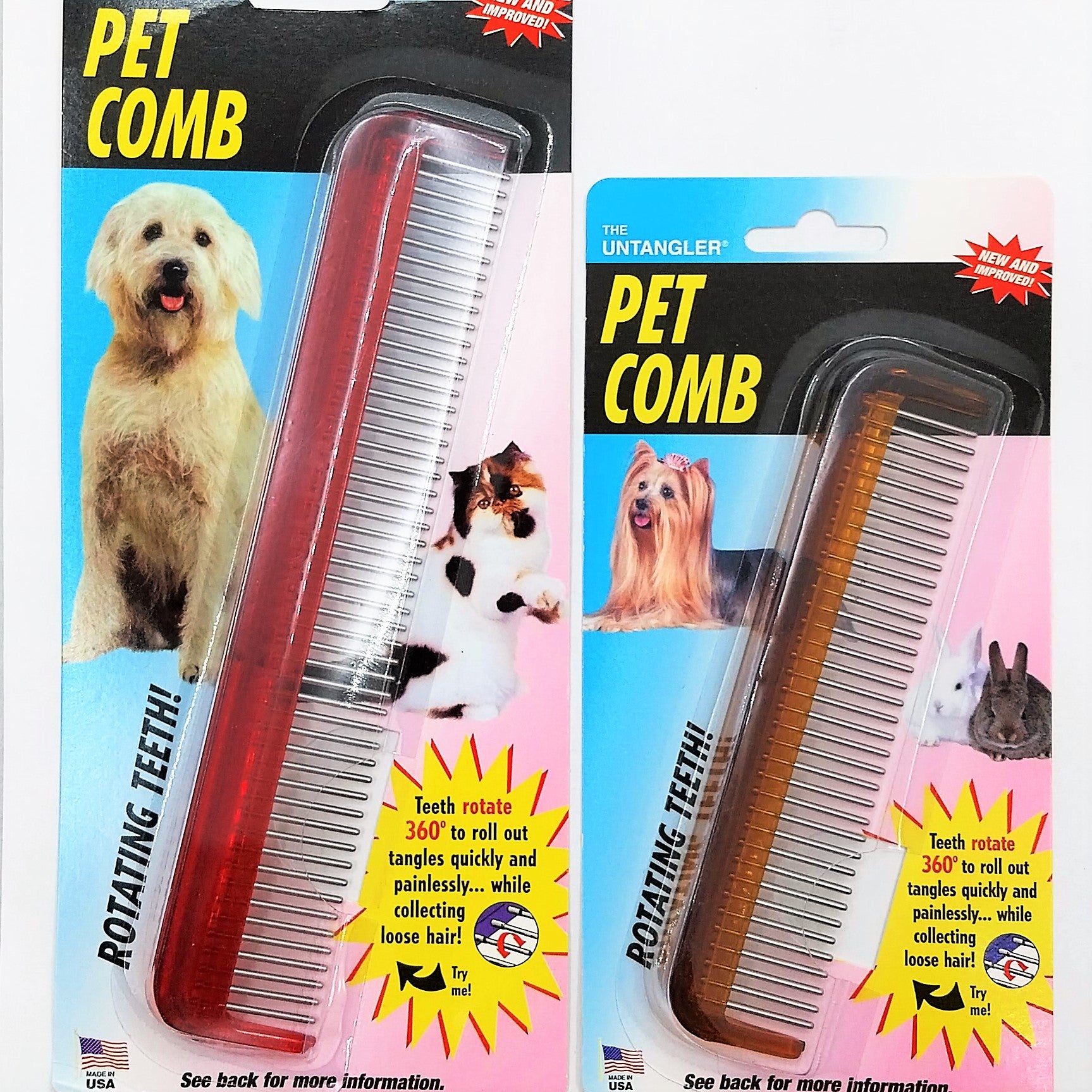 Untangler Pet Comb small oder large, Entwirrungskamm mit rotierenden Zähnen, 2 Größen