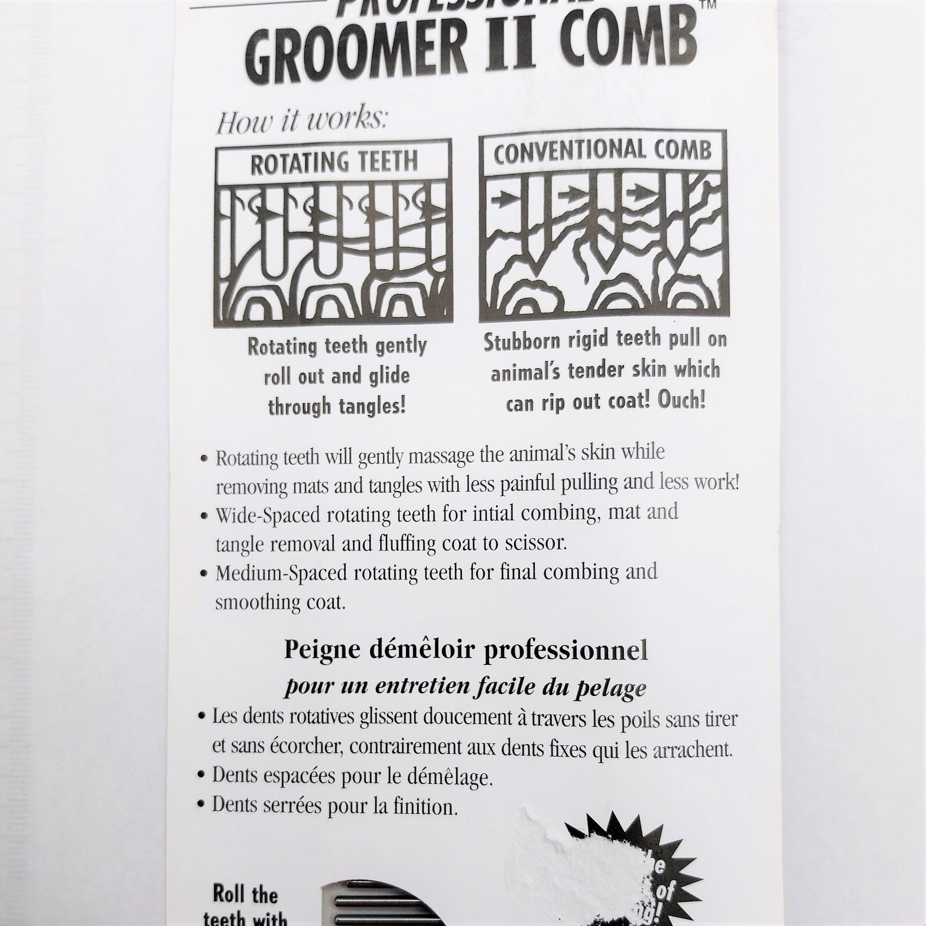 Untangler Professional Groomer II Comb, zweigeteilter Profikamm mit extralangen rotierenden Pins