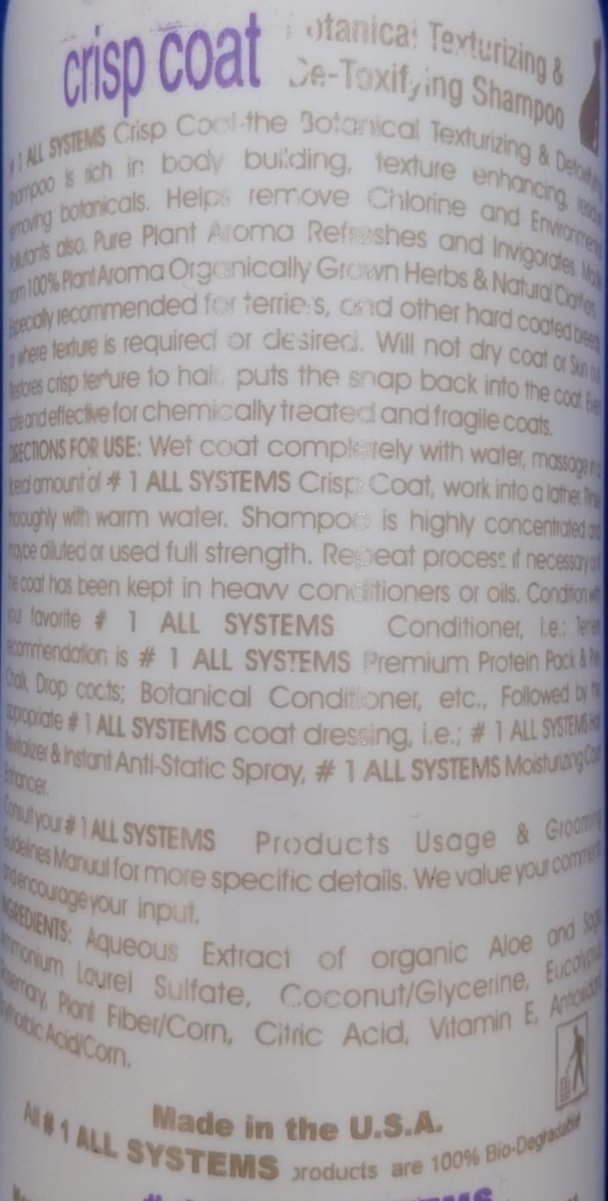 #1 All Systems Crisp Coat Botanical Shampoo, Coarse Coat Shampoo für hartes Fell