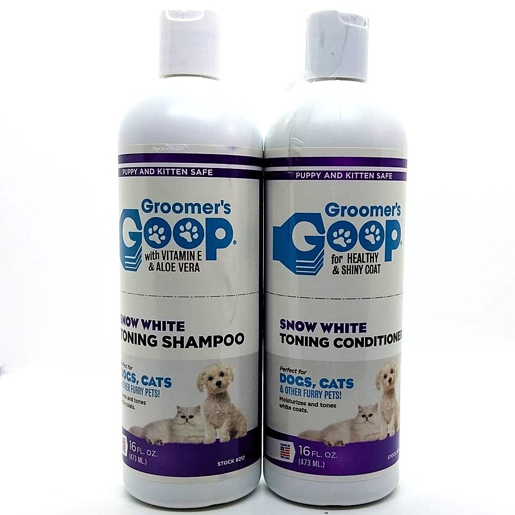 Groomer's Goop Snow White Toning Shampoo, Snow White Toning Conditioner, 473ml