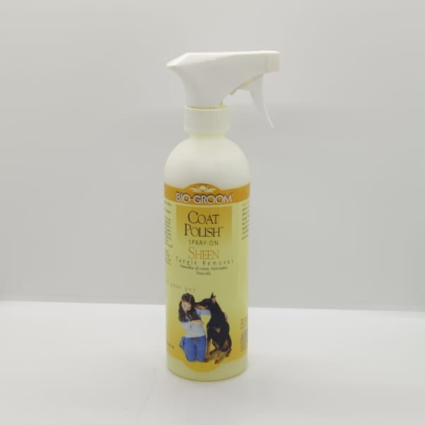 Bio Groom Coat Polish Spra y-On Sheen, Detangler - Entfilzungspray Fellpflegespray, 473 ml